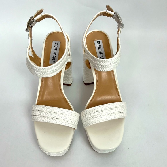 Steve Madden Lombardo White Jute Platform Sandals - Picture 5 of 9